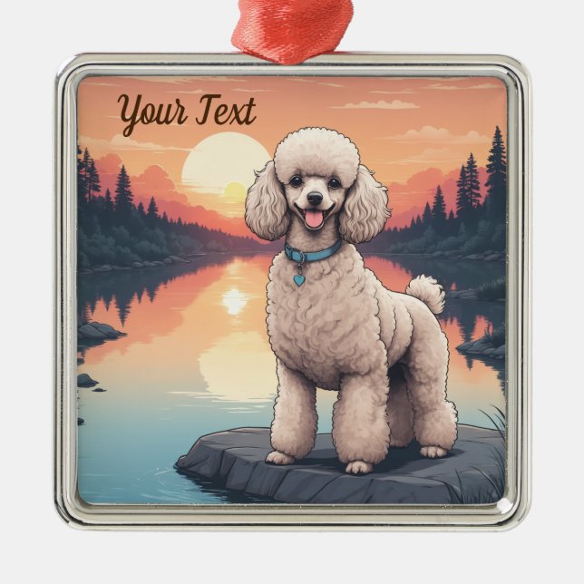 Poodle by Lake Metal Ornament (Front)
