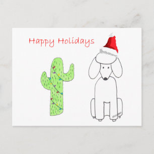 Poodle Cactus Christmas Holiday Postcard