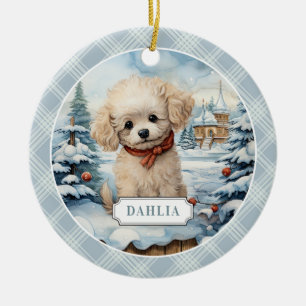 Poodle Ceramic Circle Ornament