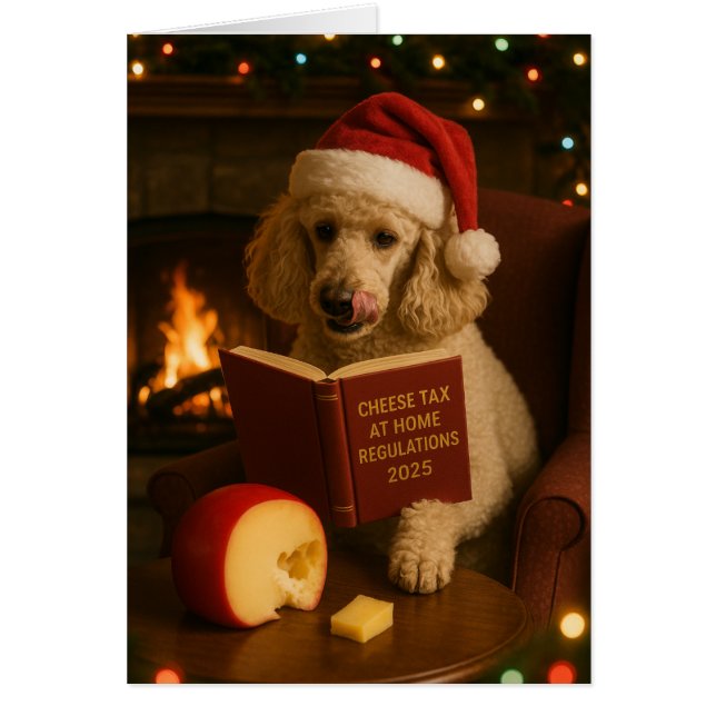 Poodle 'Cheese Tax' Christmas card (Front)