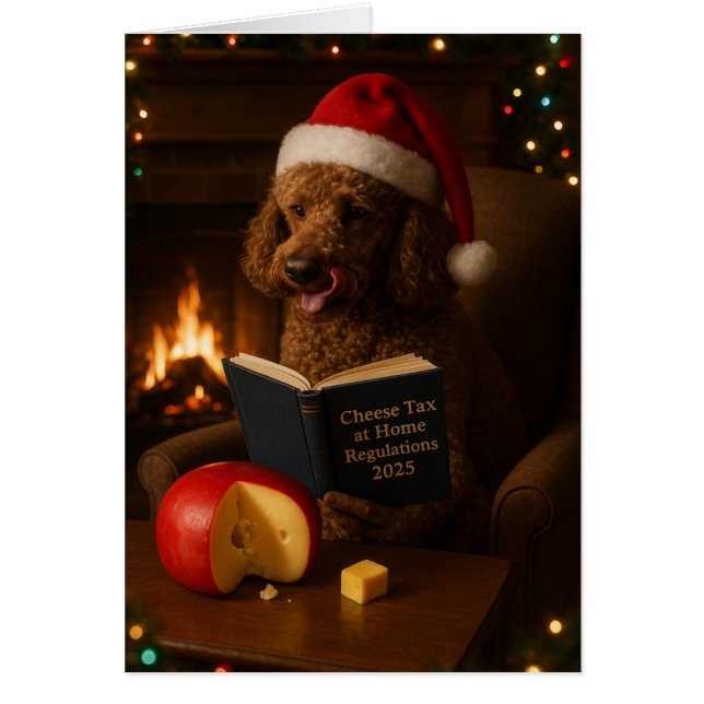Poodle 'Cheese Tax' Christmas card (Devant)