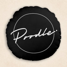 Poodle Chic Fancy Script Elegant Black Round Throw