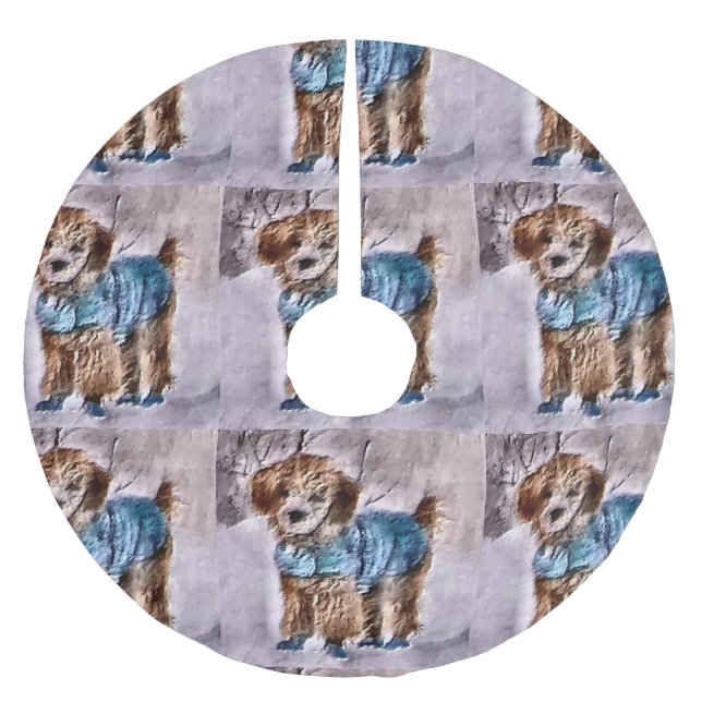 Poodle Christmas Art Brushed Polyester Tree Skirt (Front)