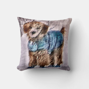 Poodle Christmas Art Throw Pillow
