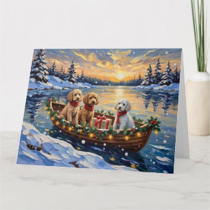 Poodle Christmas Boat Holiday Card