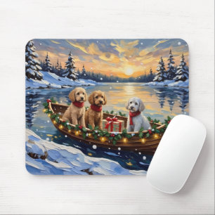 Poodle Christmas Boat Holiday Mouse Pad