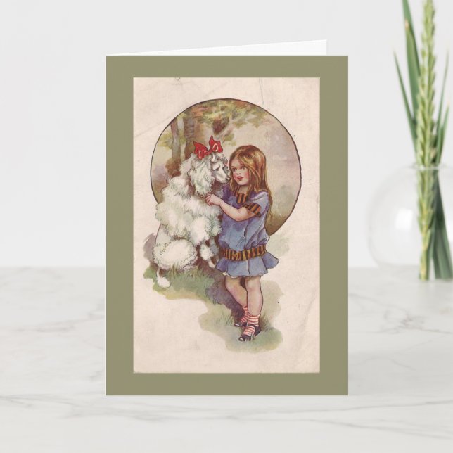 Poodle  Christmas Card Vintage (Front)