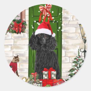 Poodle Christmas Classic Round Sticker