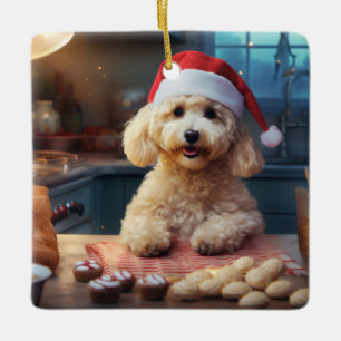 Poodle Christmas Cookies Festive Holiday Ceramic Ornament