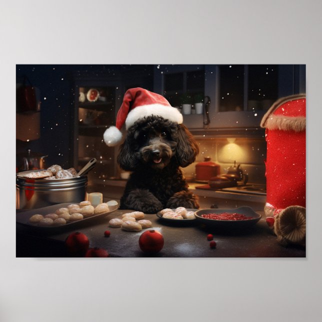 Poodle Christmas Cookies Festive Holiday Poster (Front)