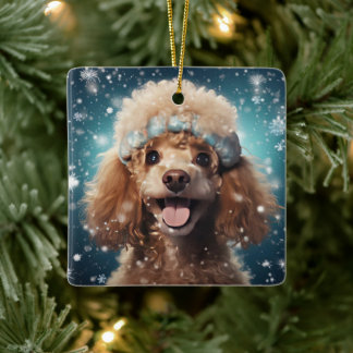 Poodle Christmas Decoration, Gift For Dog Lovers Ceramic Ornament