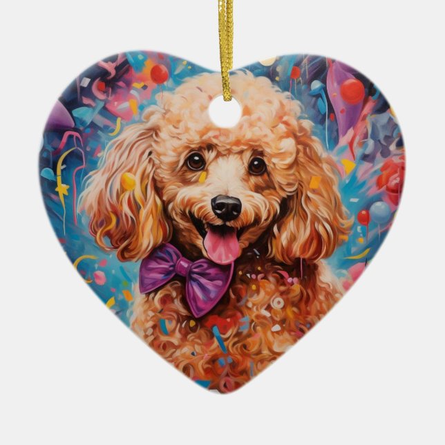 Poodle christmas,dog memorial gift,dog lover gift ceramic ornament (Front)
