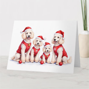 Poodle Christmas Dress Santa Hat Card
