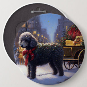Poodle Christmas Festive Season 6 Inch Round Button