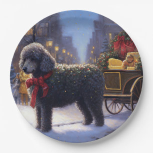 Poodle Christmas Festive Season Paper Plate
