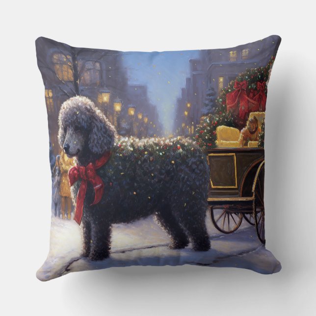 Poodle Christmas Festive Season Throw Pillow (Back)