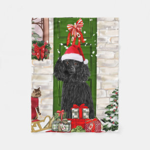 Poodle Christmas Fleece Blanket