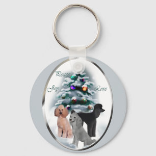 Poodle Christmas Gifts Keychain