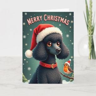 Poodle Christmas Hat Card