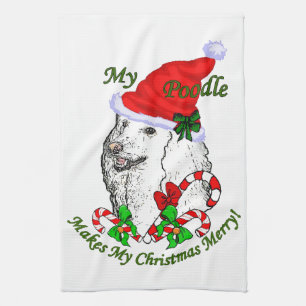 Poodle Christmas Merry Kitchen Towel