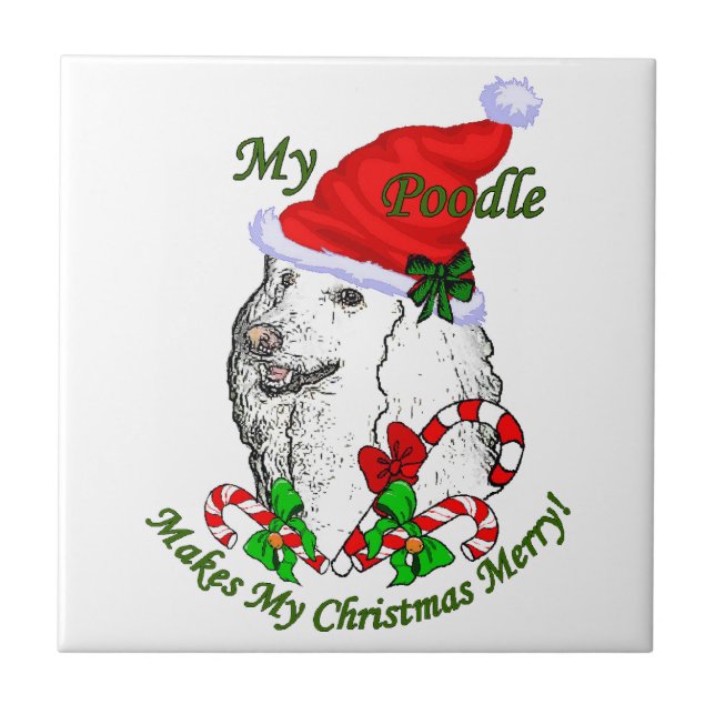 Poodle Christmas Merry Tile (Front)