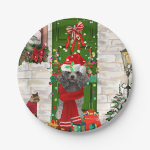 Poodle Christmas Paper Plate