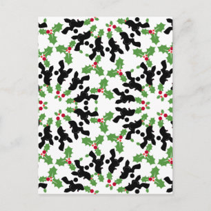 Poodle Christmas pattern Holiday Postcard