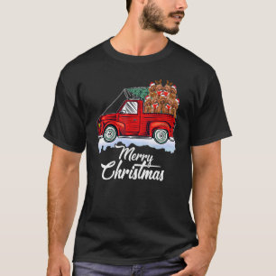 Poodle Christmas Pj Costume Party Poodle Red Truck T-Shirt