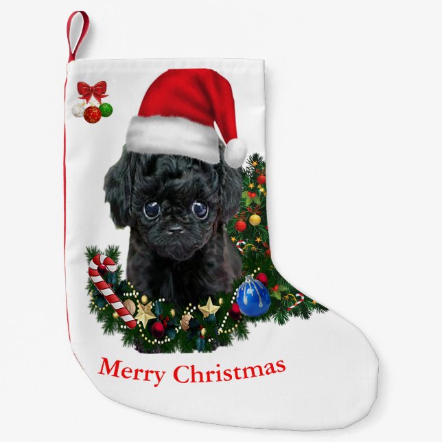 Poodle Christmas Small Christmas Stocking (Front)