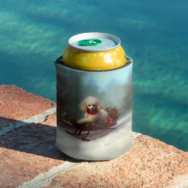 Poodle Christmas snow winter  Can Cooler (In Situ Pool)