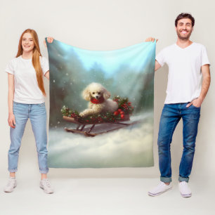 Poodle Christmas snow winter  Fleece Blanket
