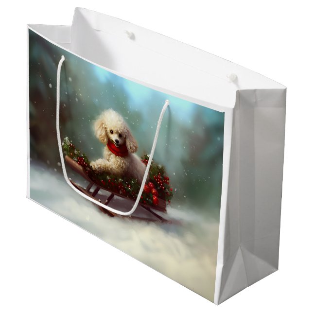 Poodle Christmas snow winter  Large Gift Bag (Front Angled)