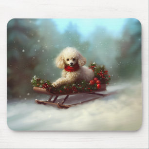 Poodle Christmas snow winter  Mouse Pad