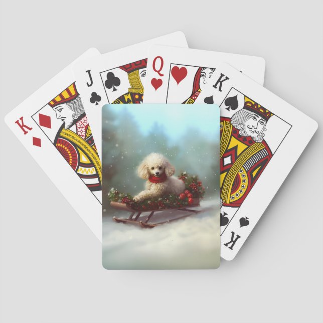 Poodle Christmas snow winter  Playing Cards (Back)