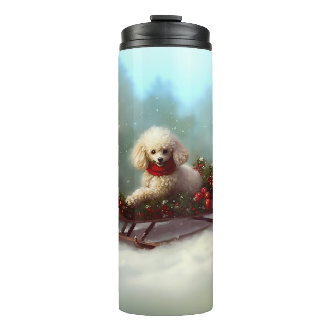 Poodle Christmas snow winter  Thermal Tumbler (Front)