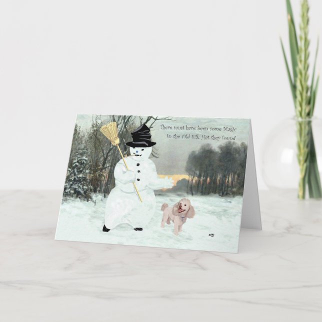 Poodle Christmas Snowman Holiday Card (Front)