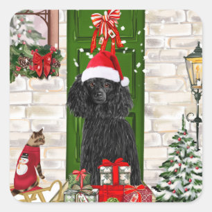 Poodle Christmas Square Sticker