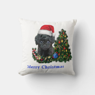 Poodle Christmas   Throw Pillow
