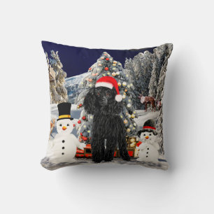 Poodle Christmas Throw Pillow
