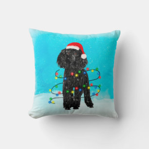 Poodle Christmas Throw Pillow