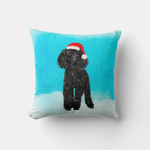 Poodle Christmas Throw Pillow