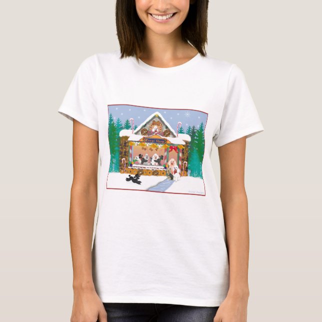 Poodle Christmas Treat Shop Holiday T-Shirt (Front)