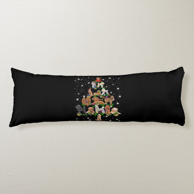 Poodle Christmas Tree Covered By Flashlight Body Pillow (Front)