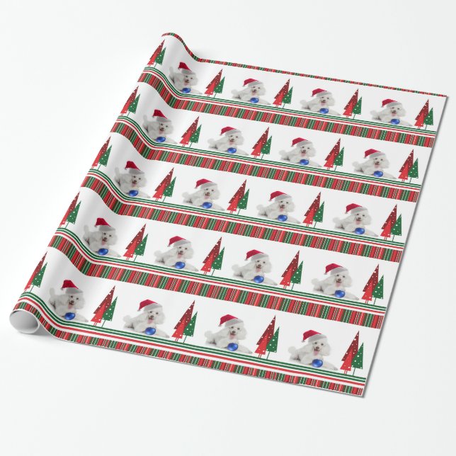 Poodle Christmas Wrapping Paper (Unrolled)