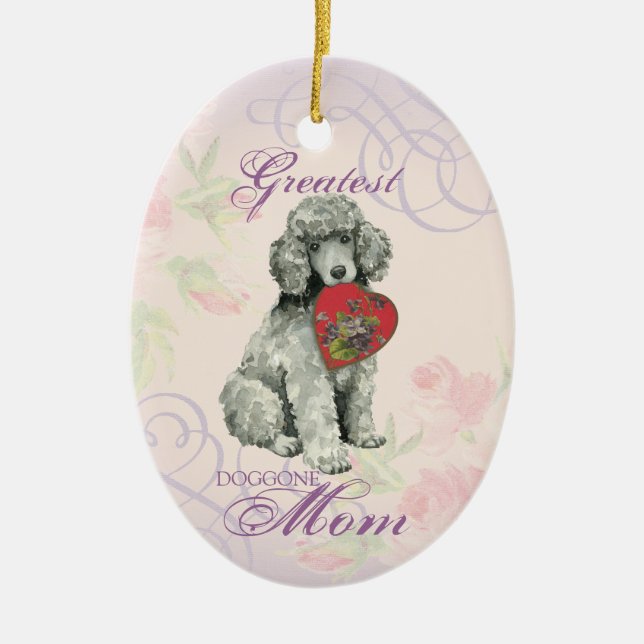 Poodle Coeur Maman Ornement céramique (Devant)