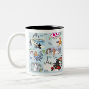 Poodle Collage Paris Two-Tone Coffee Mug