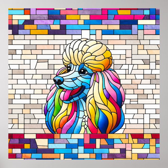 Poodle - Colourful Mosaic art Poster (Front)
