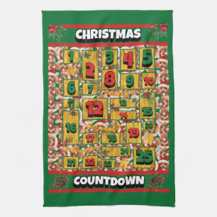 Poodle Countdown Christmas Advent Calendar Dog Kitchen Towel
