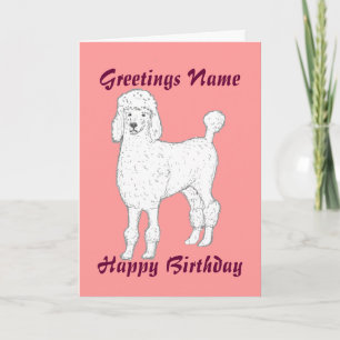 Poodle customizable birthday card add name front