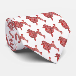 Poodle Cute Christmas Dog Silhouette White Neck Tie
